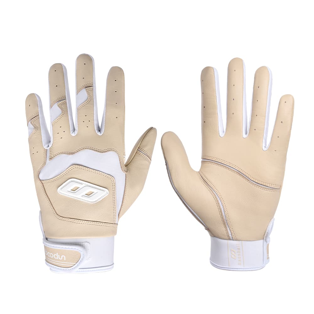 Baseball batting glove development sample shown from palm and back