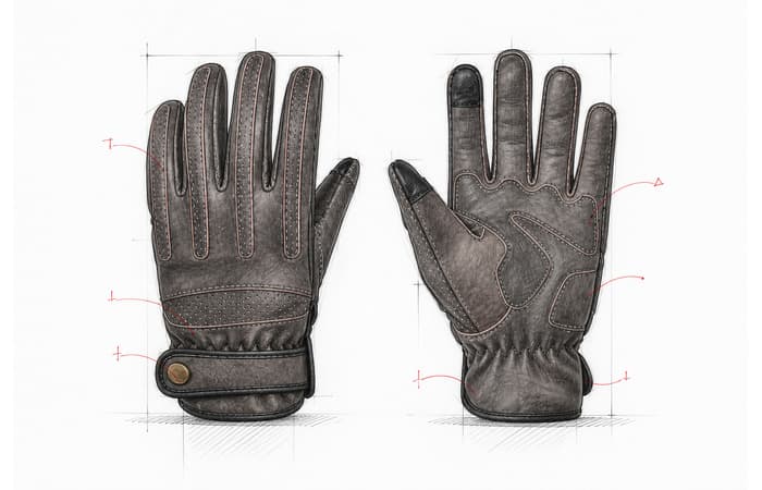 Brown motorcycle glove reference shown from palm and back