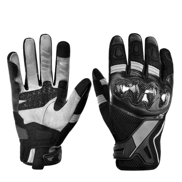 Unbranded off-road motorcycle glove sample shown from palm and back