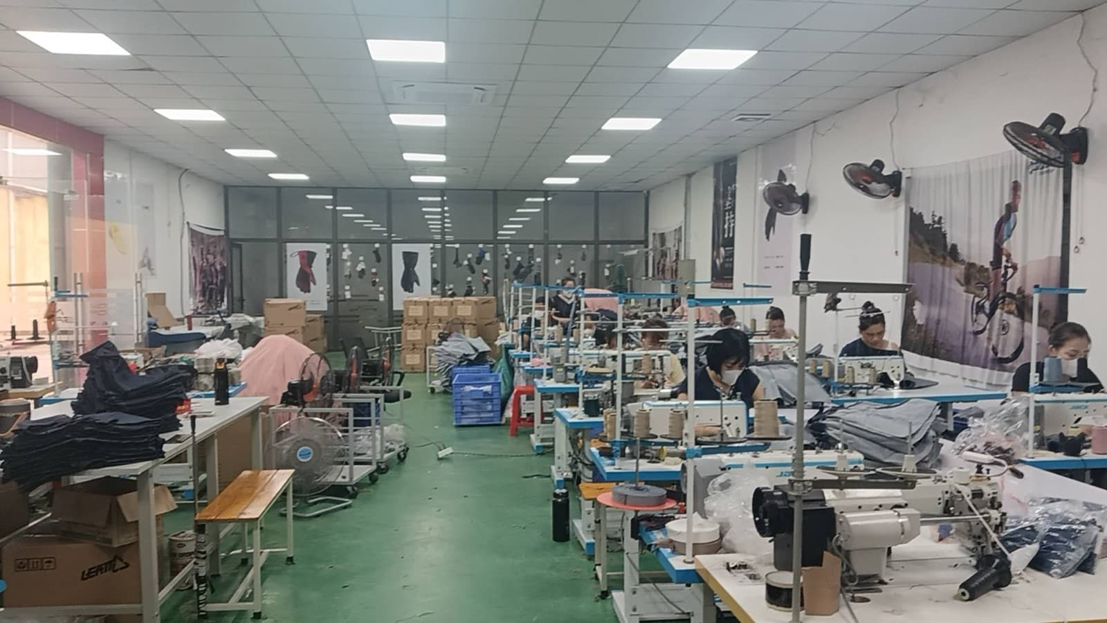 Sports glove sewing production line at BURTONO's Nam Dinh, Vietnam base