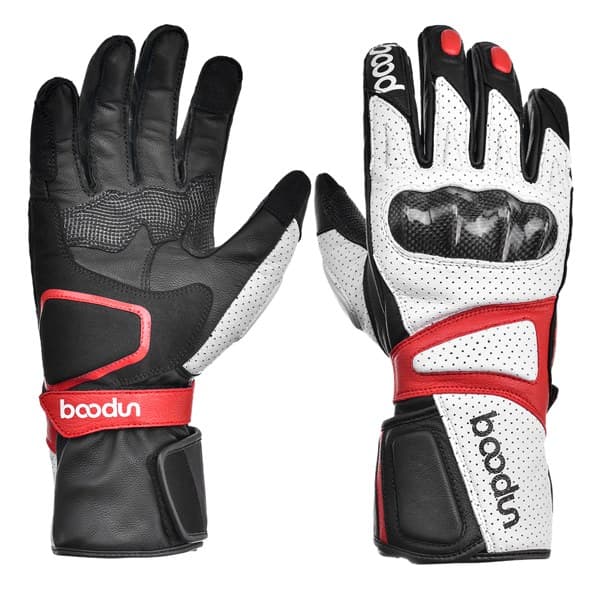 Motorcycle racing glove sample for protection and construction review