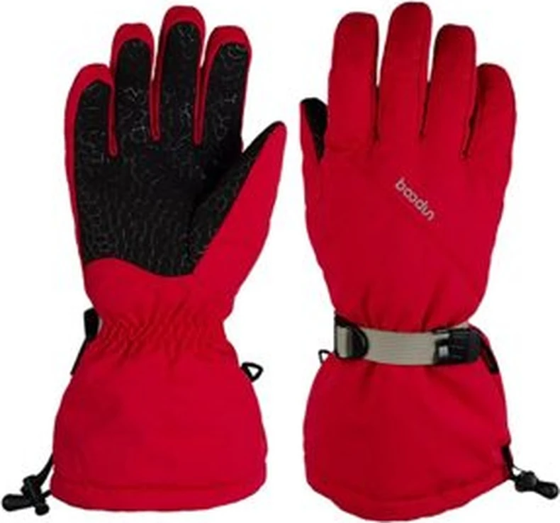 Red winter ski glove reference shown from palm and back