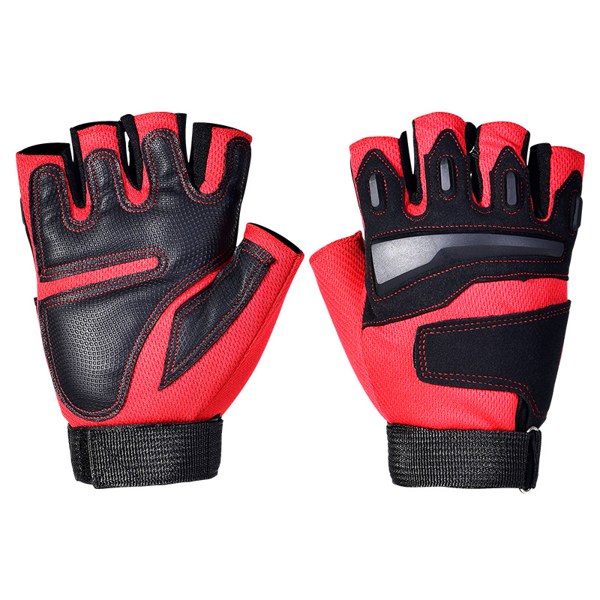 Red and black fitness glove AB-side product sample for private label customization