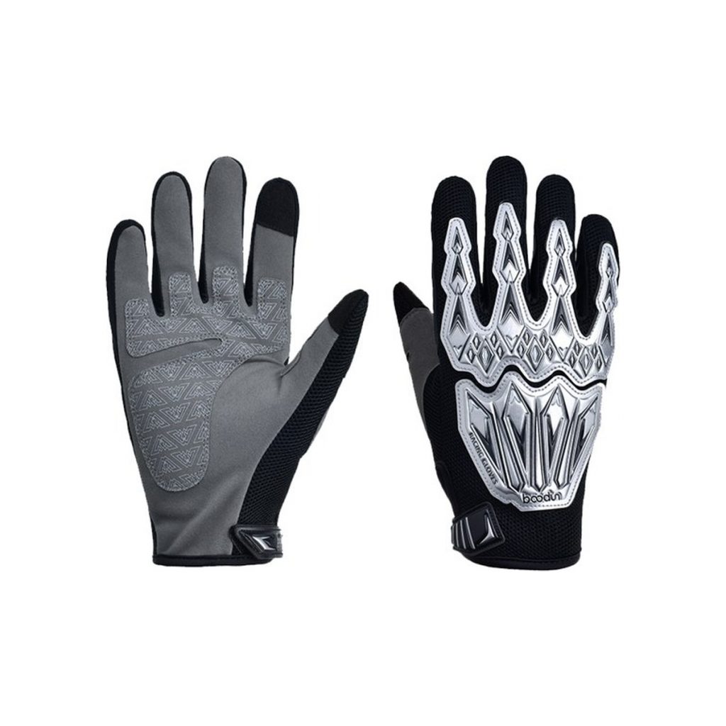 Balanced white background product image for burtono protective glove gray black ab side