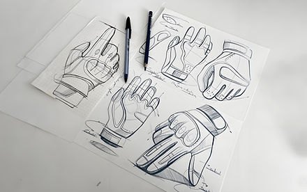 Sports glove design sketch used during OEM and ODM sample development.