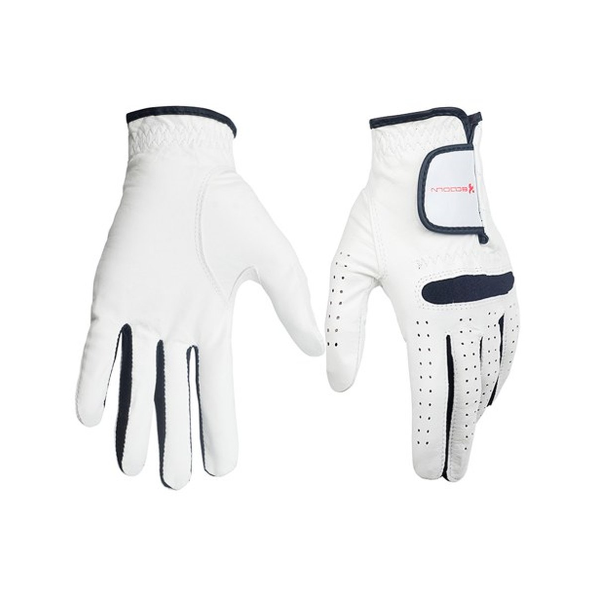 Real SZNAS AB-side product image of a white golf style glove.