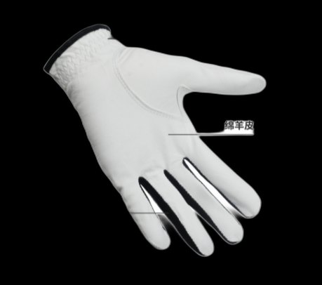 Back side detail of a white sports glove showing panel construction.