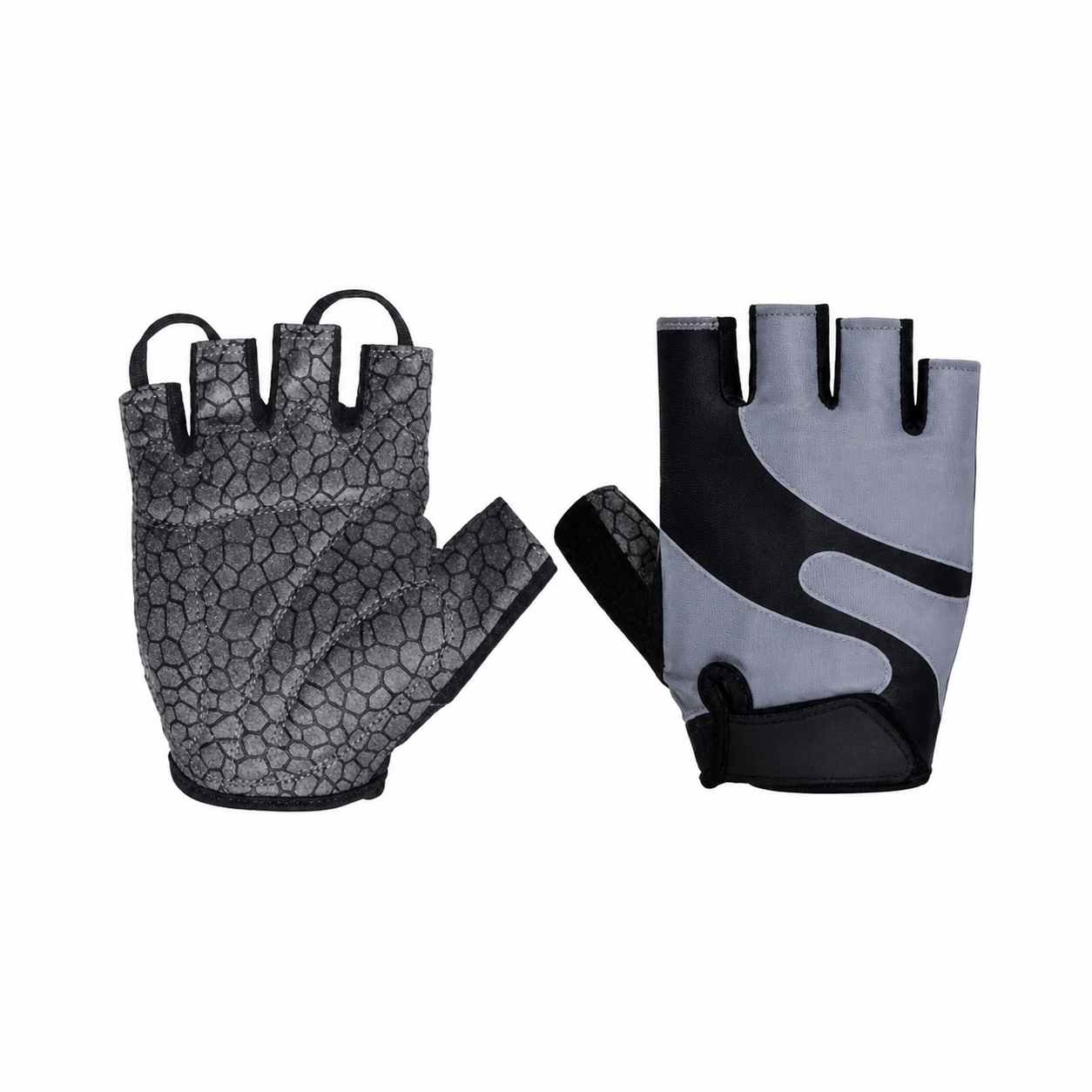 Gray half-finger cycling gloves for custom road and MTB projects