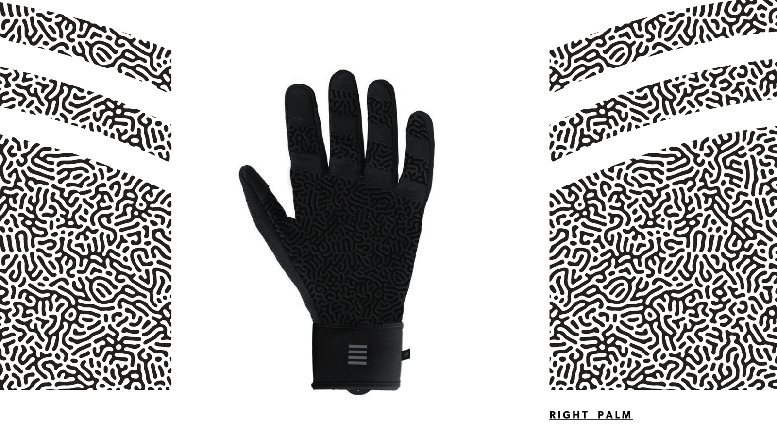 Technical sports glove palm grip texture and print coverage drawing